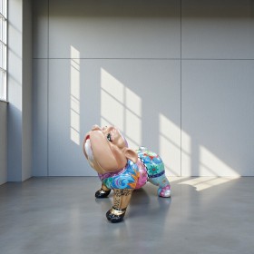 Figura Bulldog Pop-Art Mandala Patchwork multikolor wysoki połysk żywica H: 80cm - zdjęcie 6