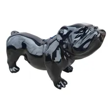 Figura dekoracyjna Pies buldog czarny wym. 37×55cm z żywicy