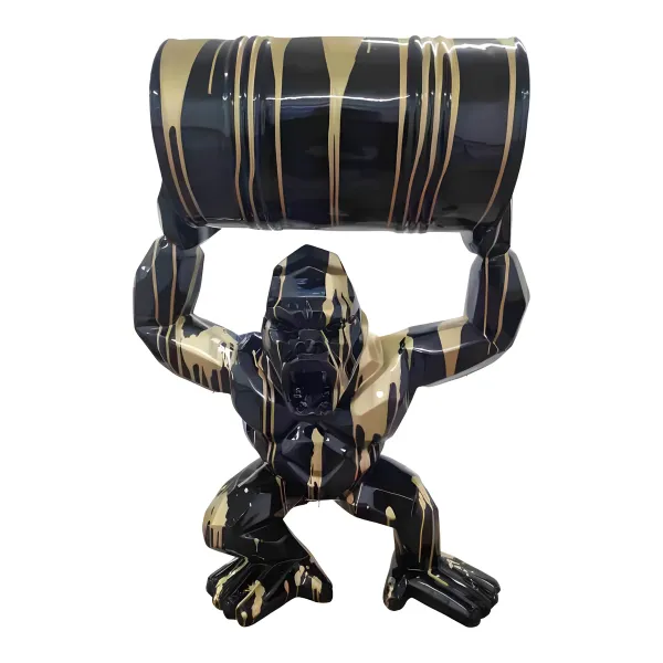 Figura dekoracyjna Goryl z beczką H: 99cm z żywicy