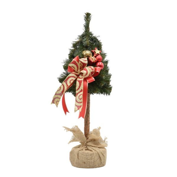 Choinka na kołeczku dekorowana 50 cm RED