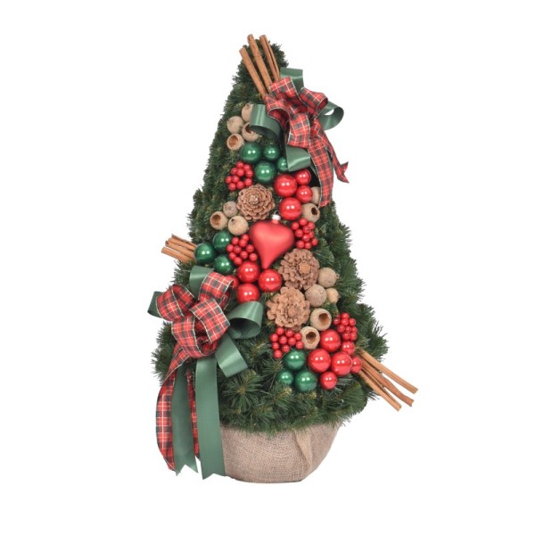 Stożek dekorowany 75 cm GREEN RED