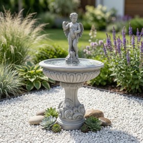 Duża fontanna ogrodowa F23 H: 98 cm biały cement - zdjęcie 1