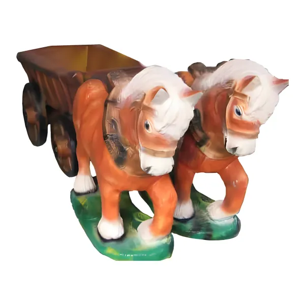 Figura dekoracyjna Konie z wozem H: 45cm z żywicy