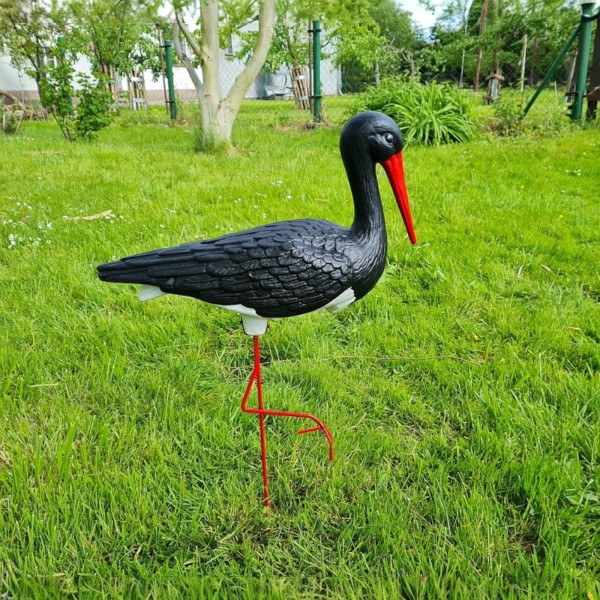 Figura ozdobna BOCIAN ŚREDNI H: 75cm czarny ogrodowa
