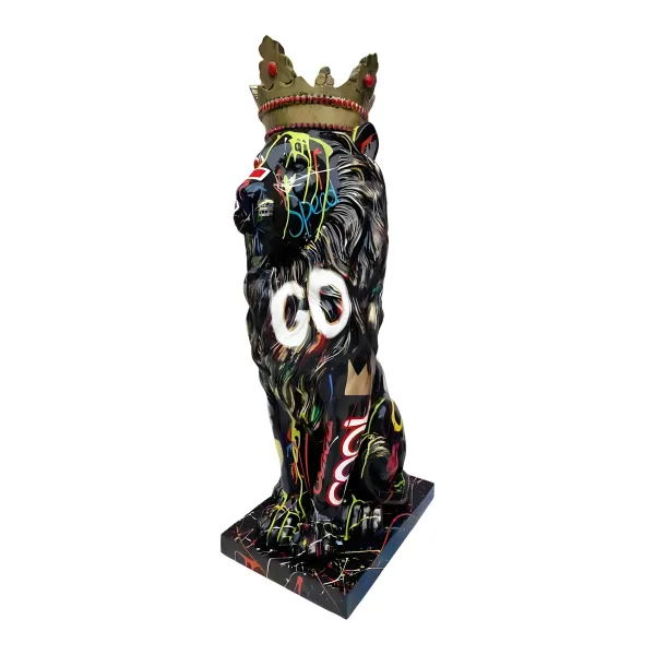 Figura dekoracyjna Lew z koroną H: 80cm z żywicy