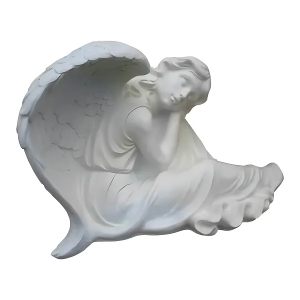 Figura dekoracyjna Anioł śpiący w skrzydłach H: 54cm z żywicy