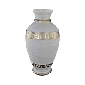 Barek grecka jasna amfora ze złotymi zdobieniami i szklanymi półkami, H: 1m - zdjęcie 4
