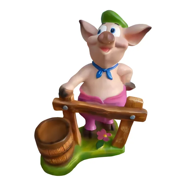 Figura dekoracyjna Świnia z wiadrem wym. 50×41cm z żywicy
