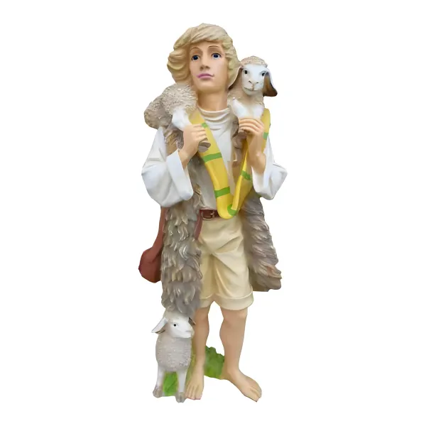 Figura dekoracyjna Pasterz z owcami H: 80cm z żywicy