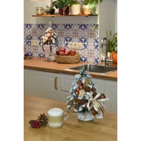 Choinka stożkowa dekorowana ośnieżona 30 cm CAPPUCCINO - zdjęcie 4