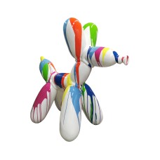 Figura Balloon Dog XL Pop-Art drip painting biały wysoki połysk żywica H: 110cm