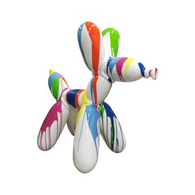 Figura Balloon Dog XL Pop-Art drip painting biały wysoki połysk żywica H: 110cm - zdjęcie 1
