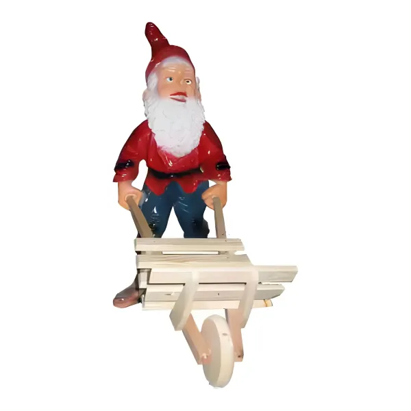 Figura dekoracyjna Krasnal z taczką H: 75cm z żywicy