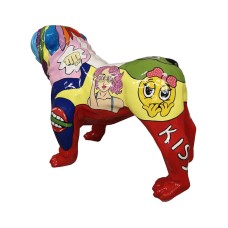 Figura Buldog Pop-Art Comic Emoji Graffiti multicolor wysoki połysk żywica H: 75cm
