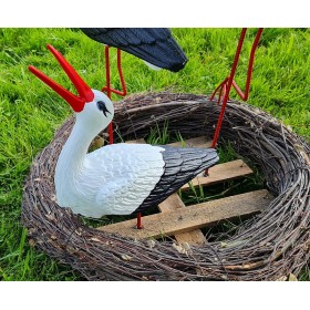 Figura ozdobna ogrodowa BOCIANIE GNIAZDO 3 BOCIANY Bocian średni, mały, klekot do ogrodu - zdjęcie 8