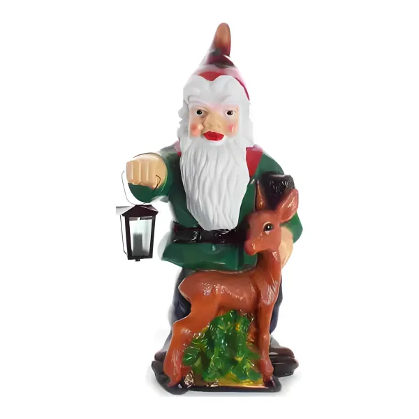 Figura dekoracyjna Krasnal z latarnią i jelonkiem H: 75cm z żywicy