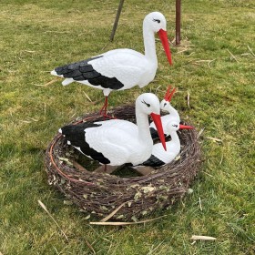 Bocian ogrodowy gniazdo bocianie 4 bociany 2x bocian duży, mały, klekot do ogrodu - zdjęcie 3