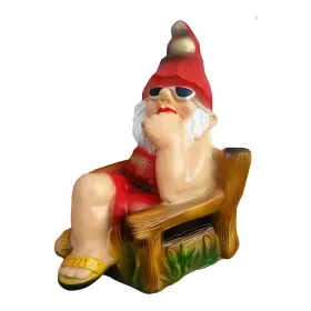 Figura dekoracyjna Krasnal na leżaku H: 55cm z żywicy - zdjęcie 2