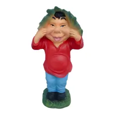 Figura dekoracyjna Krasnoludek z liściem H: 45cm z żywicy