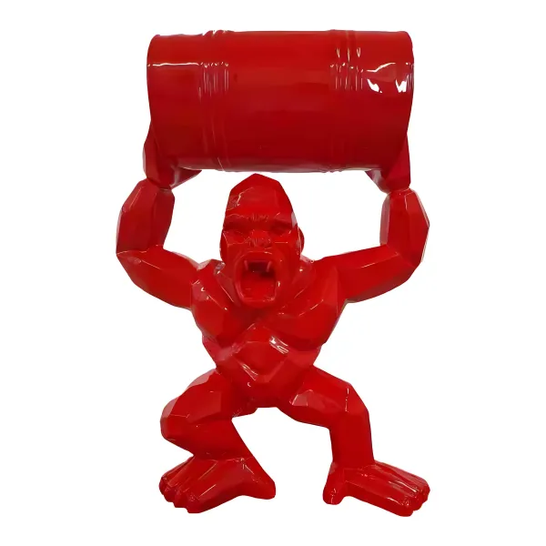 Figura dekoracyjna Goryl z beczką H: 99cm z żywicy