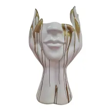 Figura dekoracyjna Twarz z dłońmi wym. 118×80cm z żywicy
