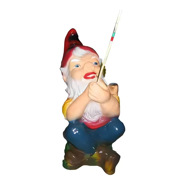 Figura dekoracyjna Krasnal wędkarz H: 35cm z żywicy