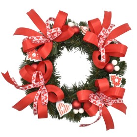 Wianek dekorowany adwentowy 25 cm WHITE RED - zdjęcie 1