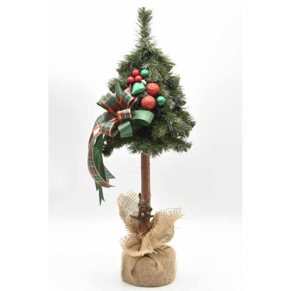 Choinka na kołeczku dekorowana 50 cm GREEN RED