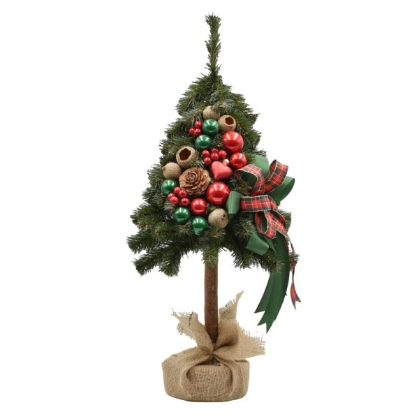 Choinka na kołeczku dekorowana 65 cm GREEN RED