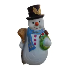 Figura dekoracyjna Bałwan z wieńcem H: 50cm z żywicy