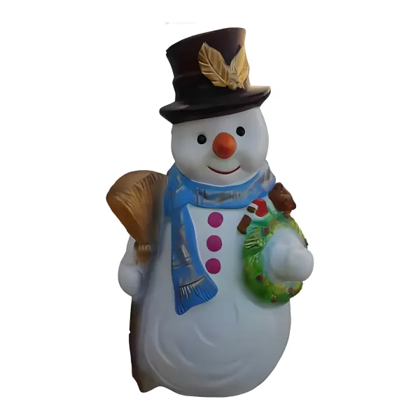 Figura dekoracyjna Bałwan z wieńcem H: 50cm z żywicy