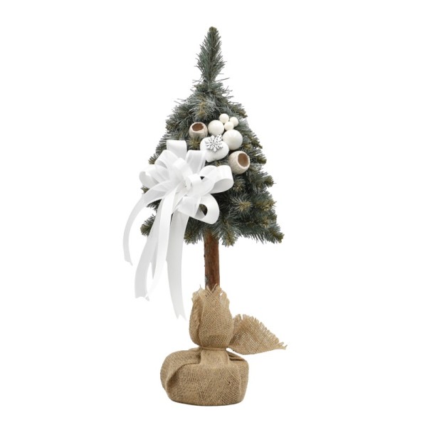Choinka na kołeczku dekorowana srebrzysta 50 cm BIANCO