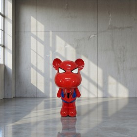Figura Miś Pop-Art Comic Spider Style czerwono-niebieska wysoki połysk żywica - zdjęcie 2