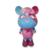 Figura Miś Pop-Art Superhero Pink Blue Style pastelowa różowo-niebieska wysoki połysk żywica