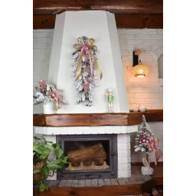 Zwis dekorowany ośnieżony 60 cm RÓŻ - zdjęcie 3