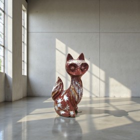 Figura Lis Pop-Art Autumn Splash brązowo-złota wysoki połysk żywica H: 60cm - zdjęcie 2