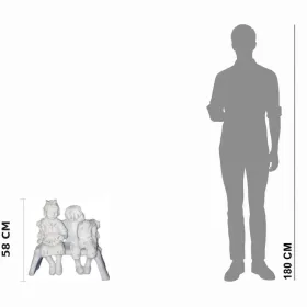 Figura ogrodowa Ławeczka duża dziewczynka i chłopiec H: 58 cm betonowa - zdjęcie 2
