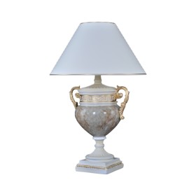 Lampa a'la marmur w kształcie jasnej amfory ze złotymi wstawkami, H: 0,8m - zdjęcie 3