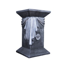 Elegancka czarna grecka kolumna z szarfą, ozdobnymi talarami i srebrnymi wstawkami, H:0,55m - zdjęcie 3