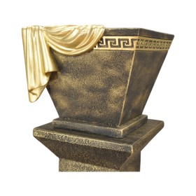 Elegancka donica w stylu greckim, dekoracyjna złota z czarnym H: 27,5 cm waza misa - zdjęcie 4