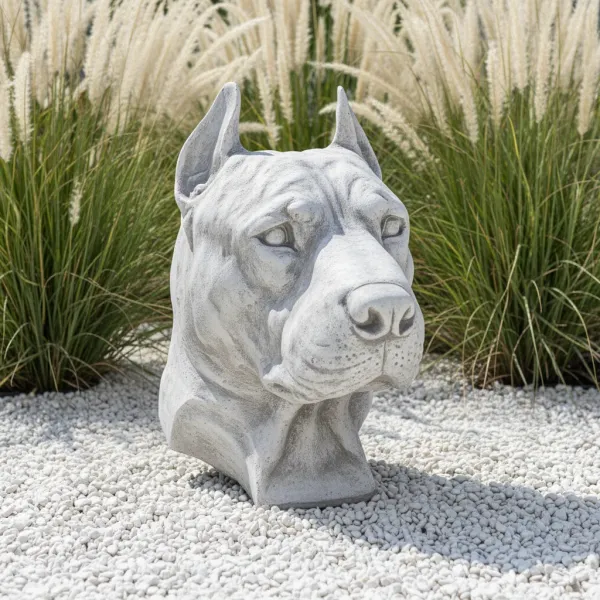 Figura ogrodowa Głowa Psa Amstaff H: 29cm betonowa