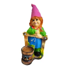 Figura dekoracyjna Krasnoludek z donicą H: 73cm z żywicy