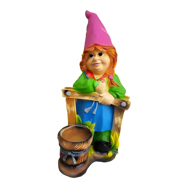 Figura dekoracyjna Krasnoludek z donicą H: 73cm z żywicy
