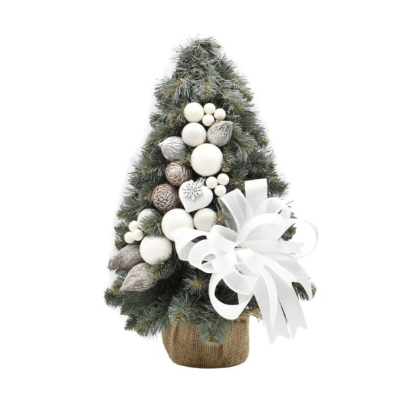 Choinka stożkowa dekorowana srebrzysta 40 cm BIANCO