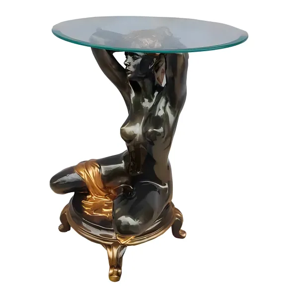 Figura dekoracyjna Stolik z aktem kobiecym H: 62cm z żywicy