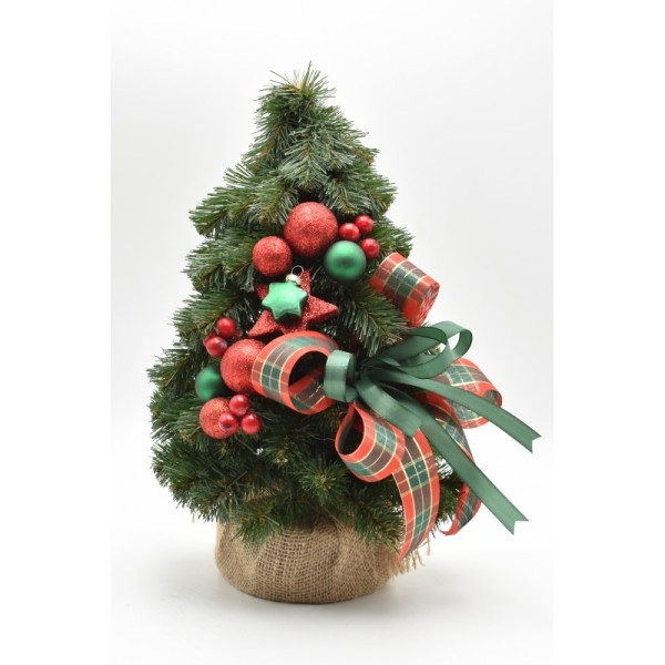 Choinka stożkowa dekorowana 40 cm GREEN RED