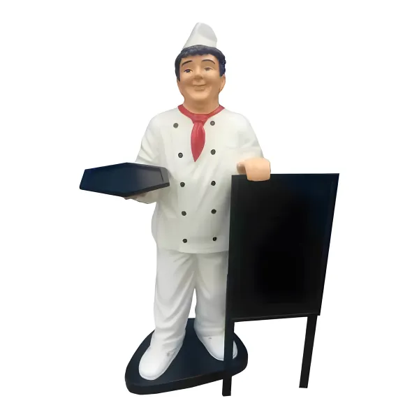 Figura dekoracyjna Kucharz z tablicą H: 155cm z żywicy