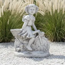 Figura ogrodowa Dziewczynka na rowerze H: 63cm betonowa