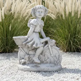 Figura ogrodowa Dziewczynka na rowerze H: 63cm betonowa - zdjęcie 1