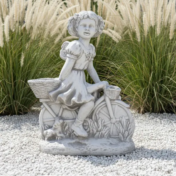 Figura ogrodowa Dziewczynka na rowerze H: 63cm betonowa